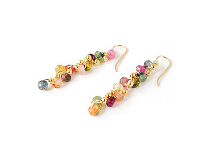 Gold Plated Beaded Dangle Fashion Earrings